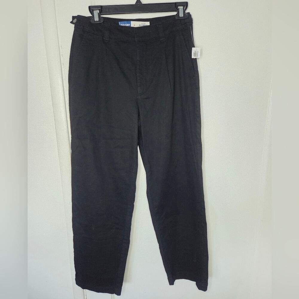 Old Navy Womens High Rise Adjustable Boyfriend Black Chino Pants Small 4